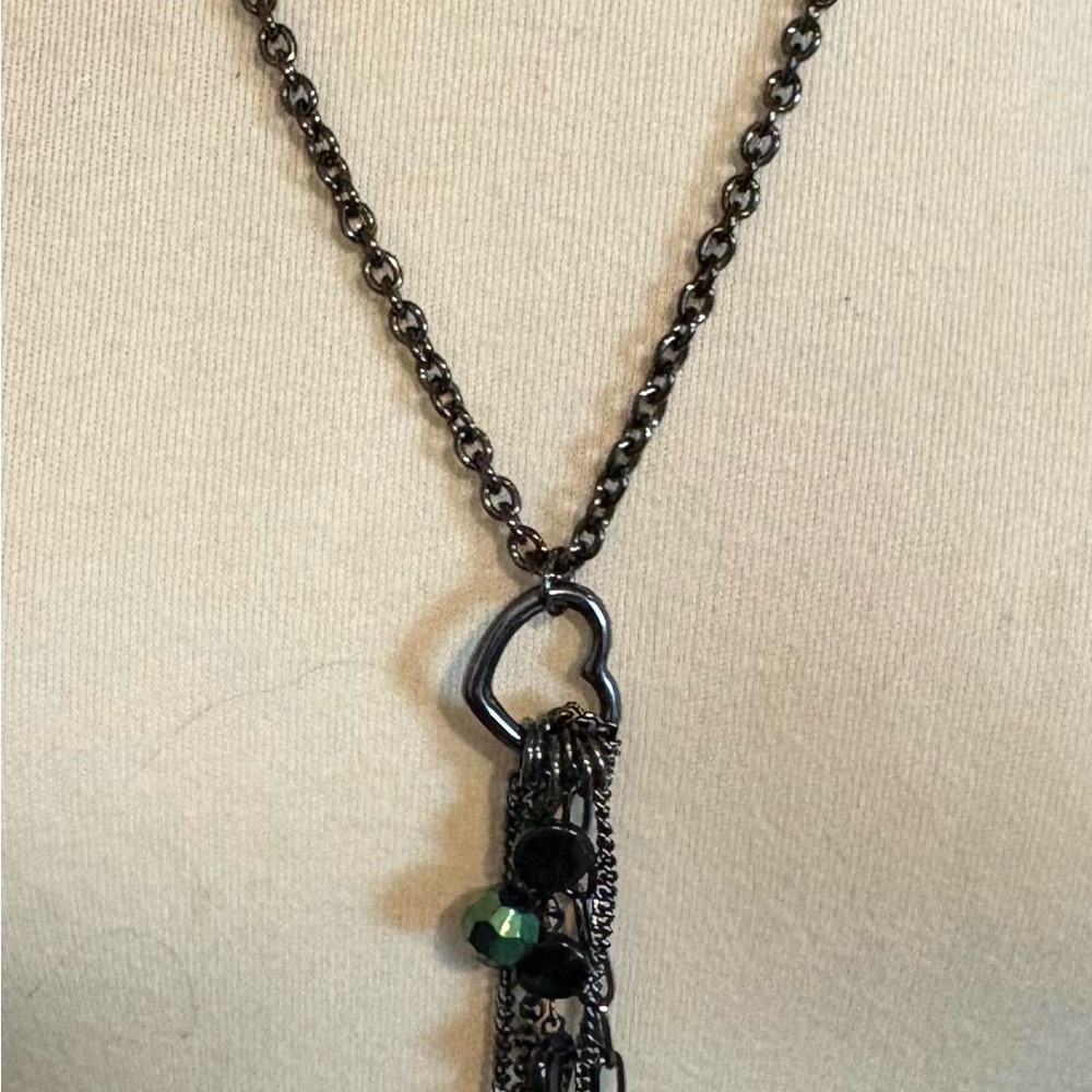 Chic Black Chain Necklace with Heart Pendant